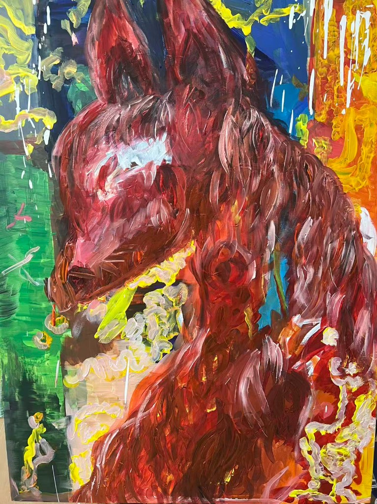 Oil painting — fox close-up